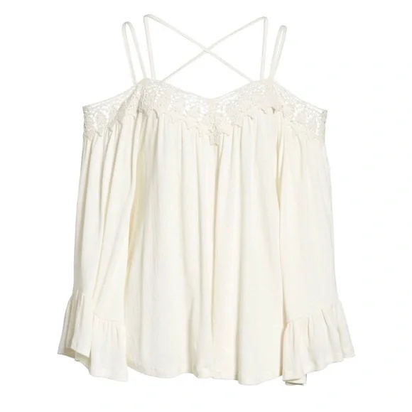 Sun & Shadow Crochet Trim Off the Shoulder Top - Picture 4 of 10